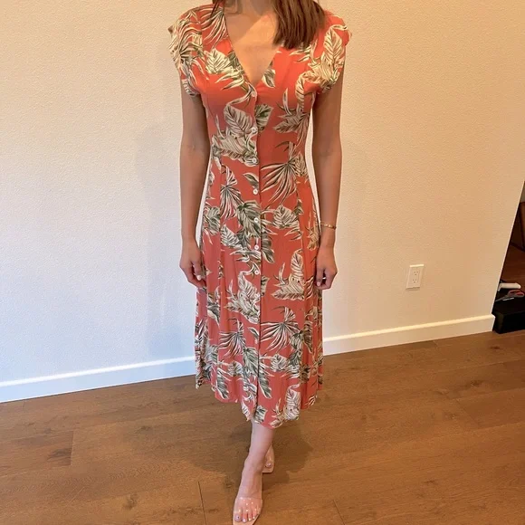 knee length dresses for ladies Mango Print Cotton Knee Length Midi Dress – FAABRIQ main image 0